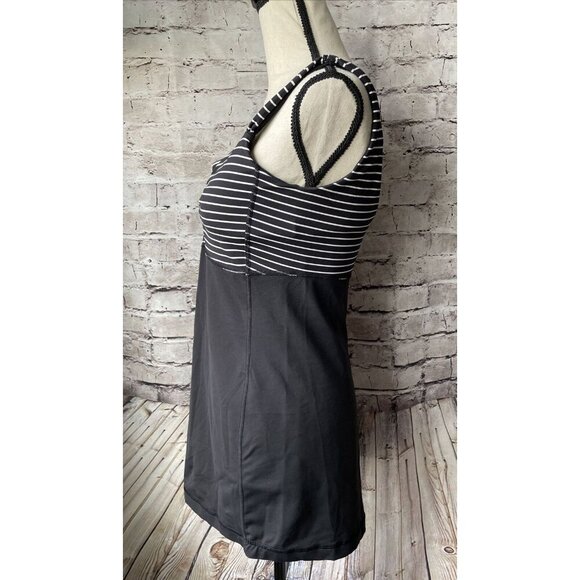 Lululemon Run Fast Track Tank Top Built in Bra Black White Stripe 6 - Picture 3 of 5